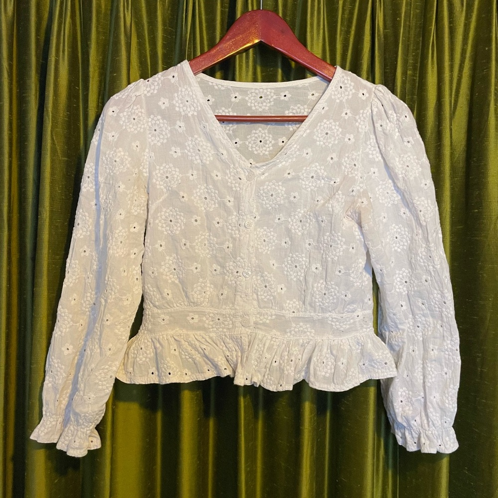 Elegant White eyelet top